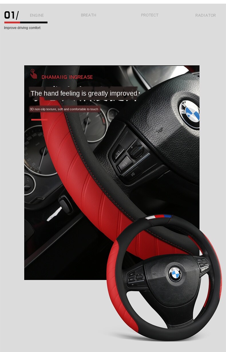 Universal Car Steering Wheel Cover Leather Car steering sleeve Car Accessories Auto Steering-Weel covers Auto Upholstery