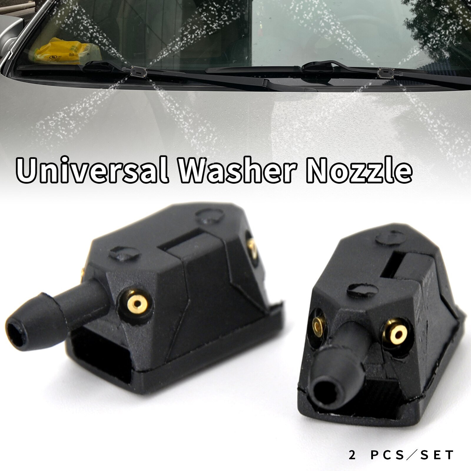 2Pcs Universal Car Windscreen Washer Wiper Blade Water Spray Jets Nozzles Mounted onto 8mm 9mm Arm Adjusted 4 Way Upgrade