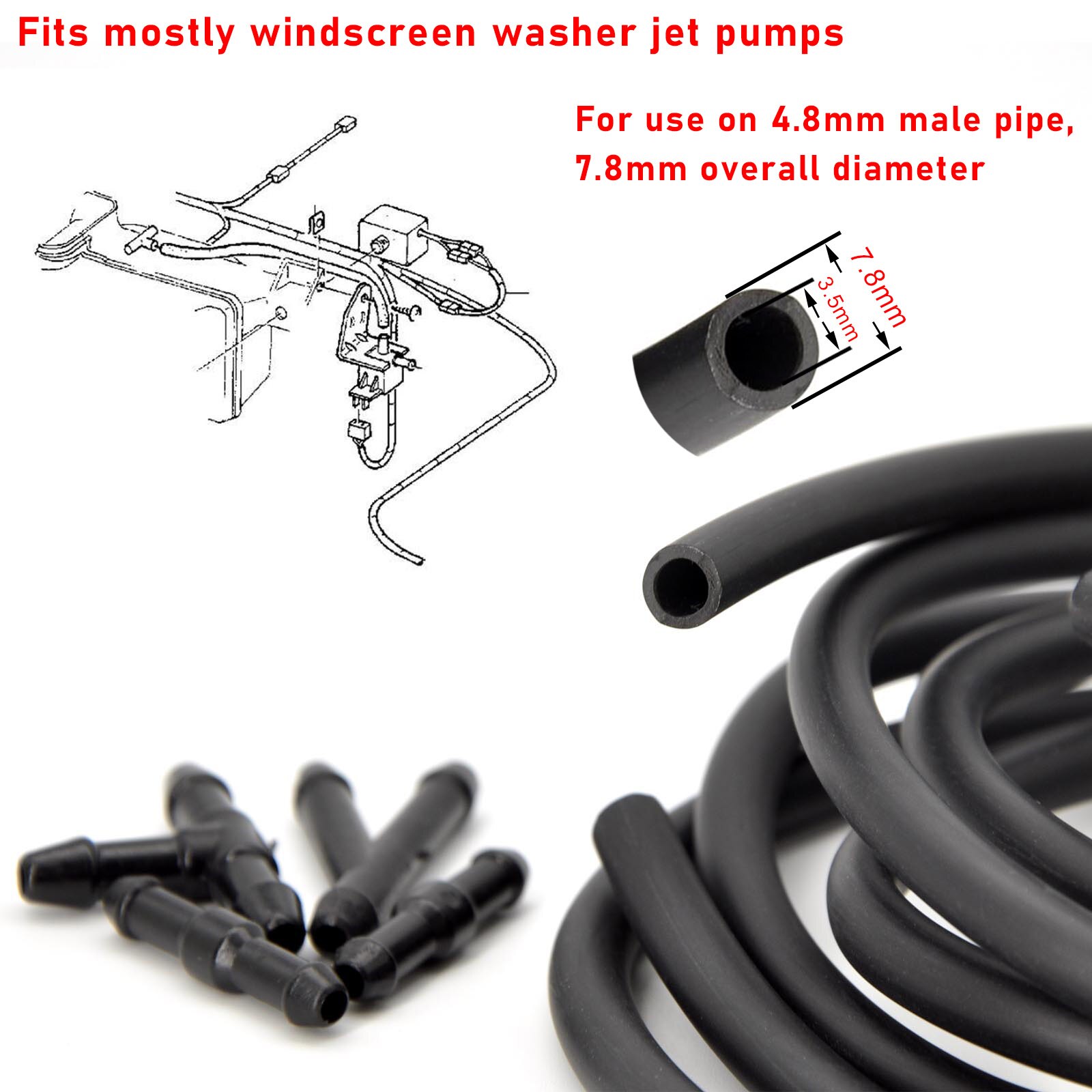 2Pcs Universal Car Windscreen Washer Wiper Blade Water Spray Jets Nozzles Mounted onto 8mm 9mm Arm Adjusted 4 Way Upgrade
