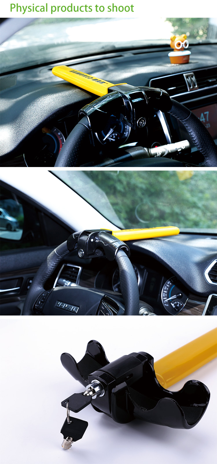 Car Steering Wheel Lock Universal Anti-theft Security Rotary Steering Wheel Lock Heavy Duty Stainless Lock Enhance Car Security