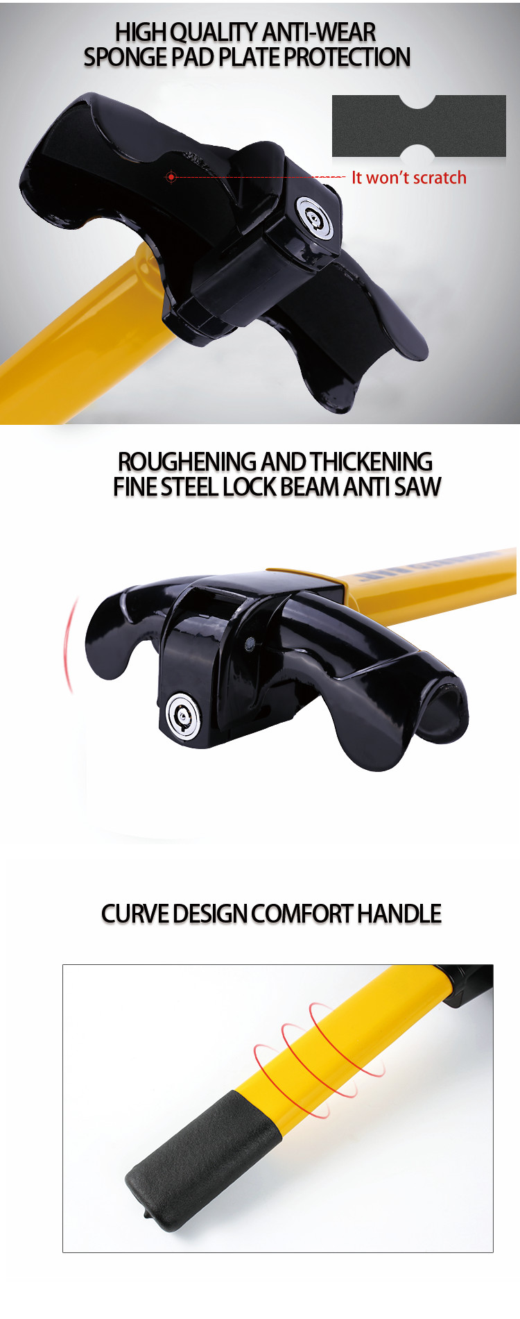 Car Steering Wheel Lock Universal Anti-theft Security Rotary Steering Wheel Lock Heavy Duty Stainless Lock Enhance Car Security