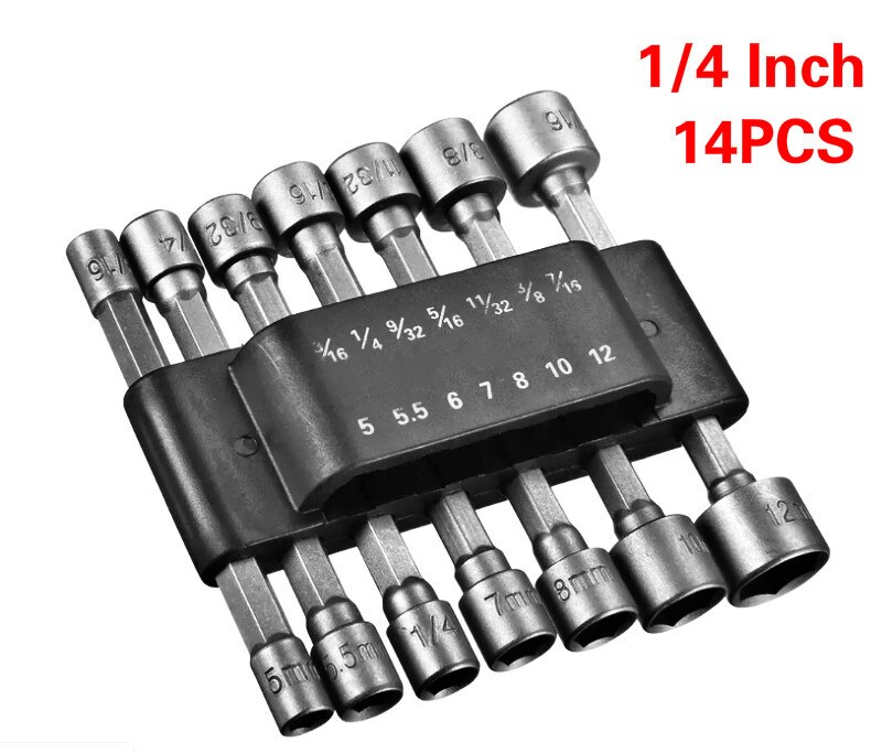 1/4 Inch Hex Shank Power Nut Driver Drill Bit Set 1/4 Inch Hex Shank Power Nut Driver Drill Bit Set